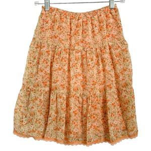 Cherokee Midi Skirt Peach Color Size L 10/12 Girls Daisy Floral Pattern